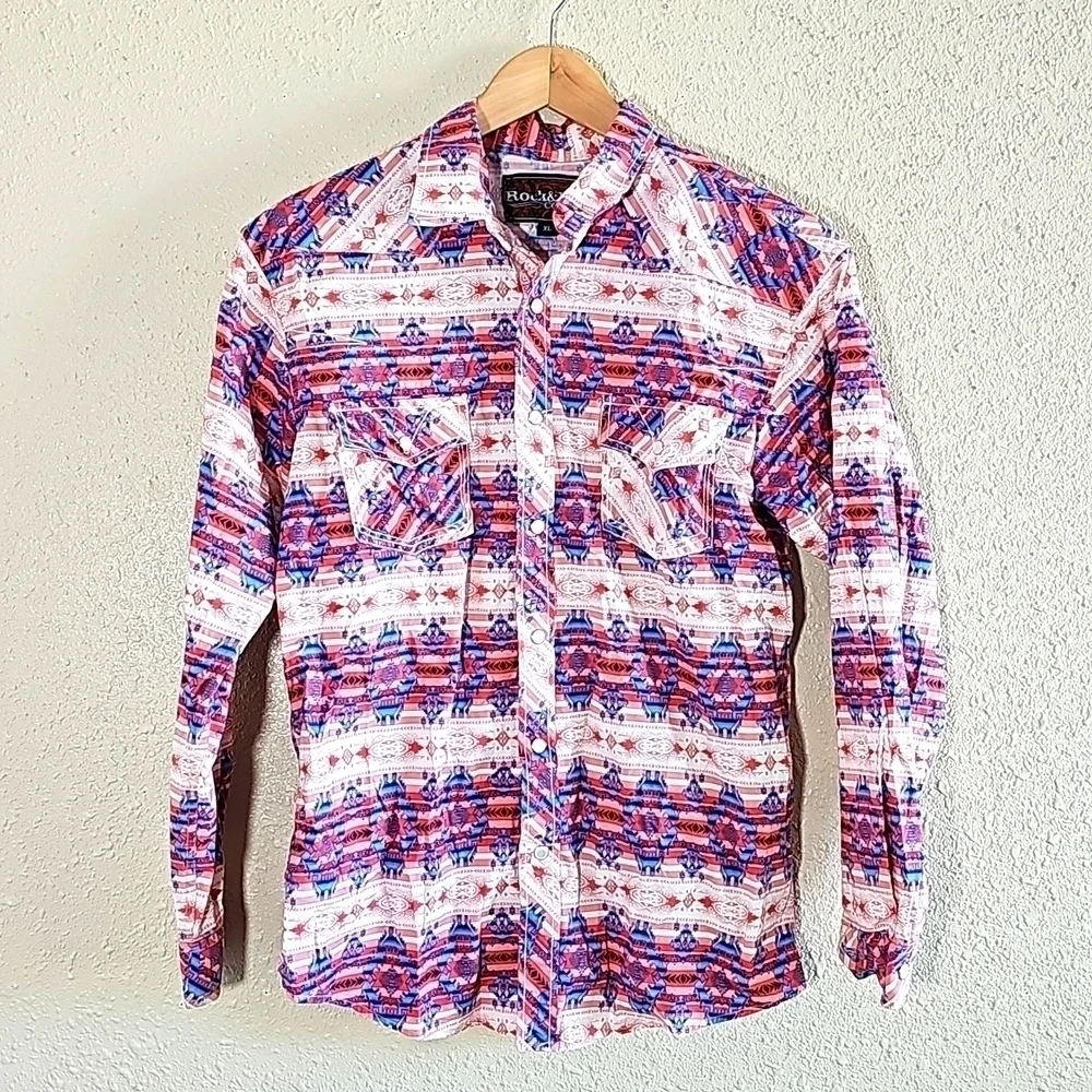 ROCK & Roll Cowboy Native Print Button-Down Shirt.